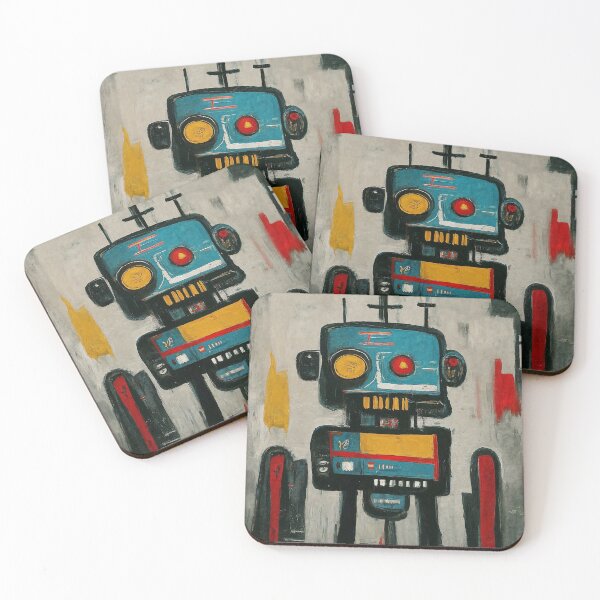 Item preview, Retro Bot Vibes – Abstract Expressionist Robot Pop Art designed and sold by Victor Shadehorn.