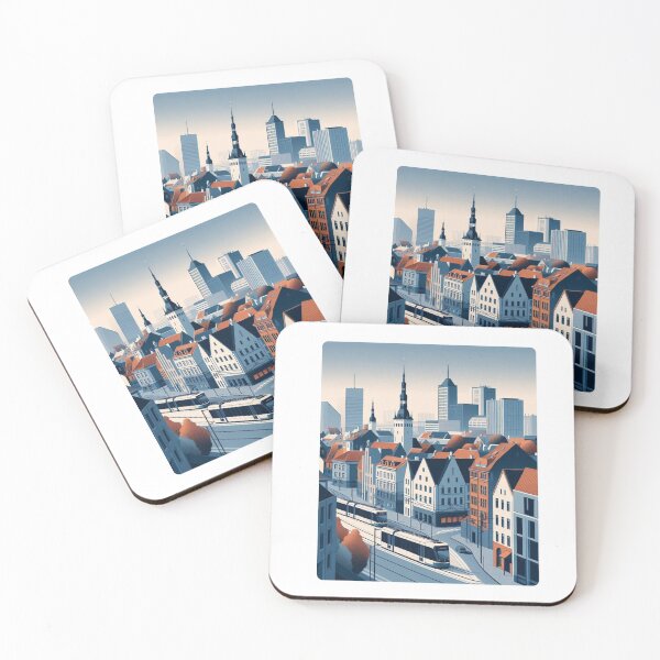 Item preview, Tallinn Estonia in 80s Style – Retro Cityscape Design for Apparel, Accessories & Gifts | AI Art for Tourists & City Lovers designed and sold by knalpot-design.