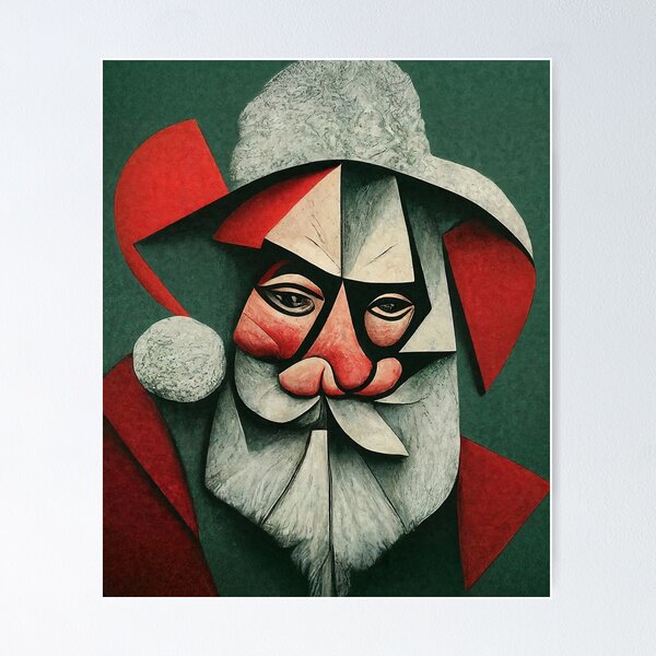 Item preview, Cubist Claus – Abstract Geometric Santa Portrait in Modern Art Style designed and sold by Victor Shadehorn.