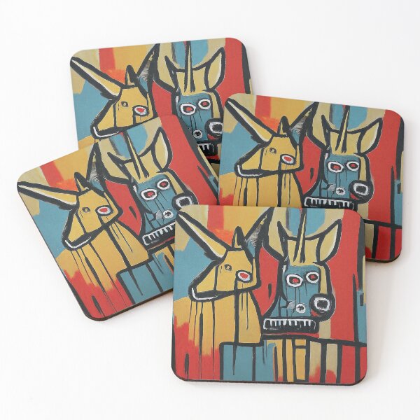 Item preview, Primitive Unicorns – Abstract Expressionist Animal Portrait in Bold Colors designed and sold by Victor Shadehorn.
