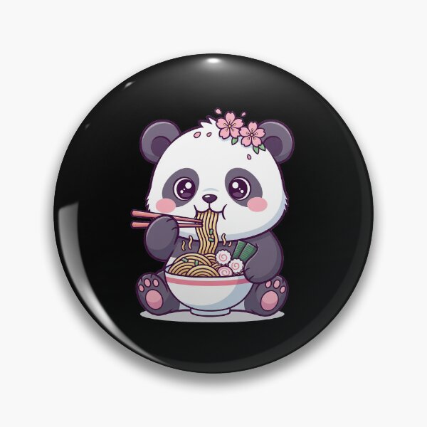 Aperçu de l'œuvre Panda kawaii mangeant des ramen créée et vendue par DesignsDominus.