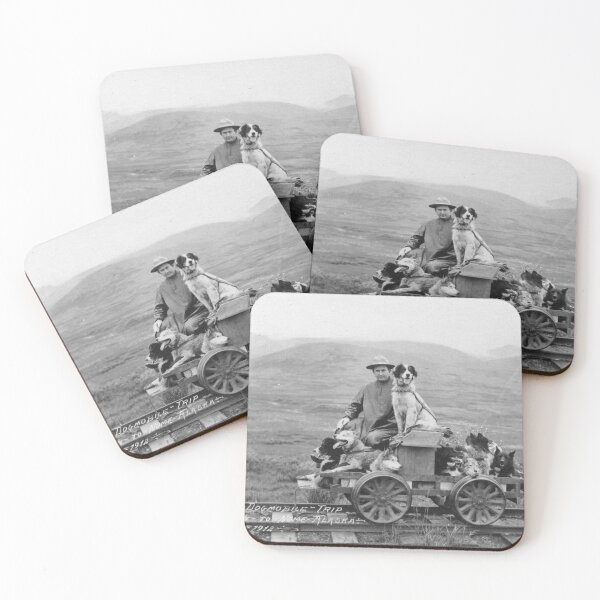 Item preview, Man and Dogs on Rail Cart Vintage Photograph designed and sold by RainyDayTees.