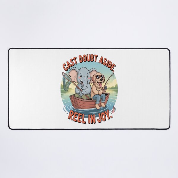 Item preview, Cast Doubt Aside – Elephant & Golden Retriever Fishing Adventure designed and sold by Petpixy.