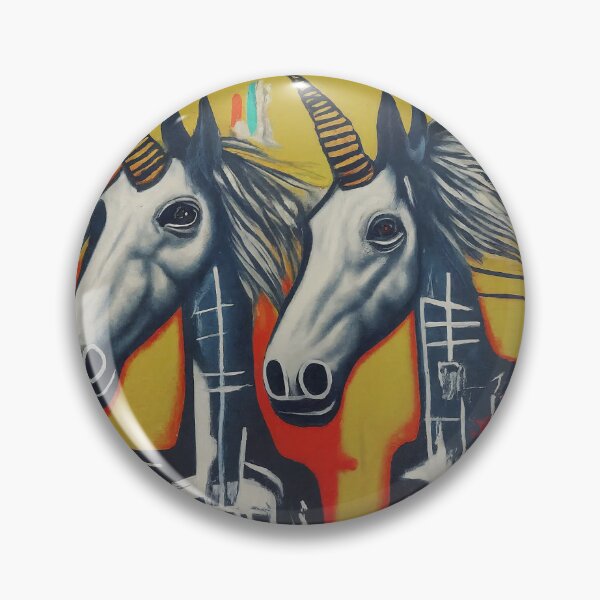 Item preview, Electric Twins – Abstract Urban Unicorns on Yellow Canvas designed and sold by Victor Shadehorn.