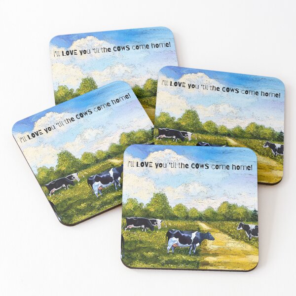 Item preview, Love you 'til the COWS come Home Painting of Dairy Cows in Meadow designed and sold by JoyfulWhimsy.