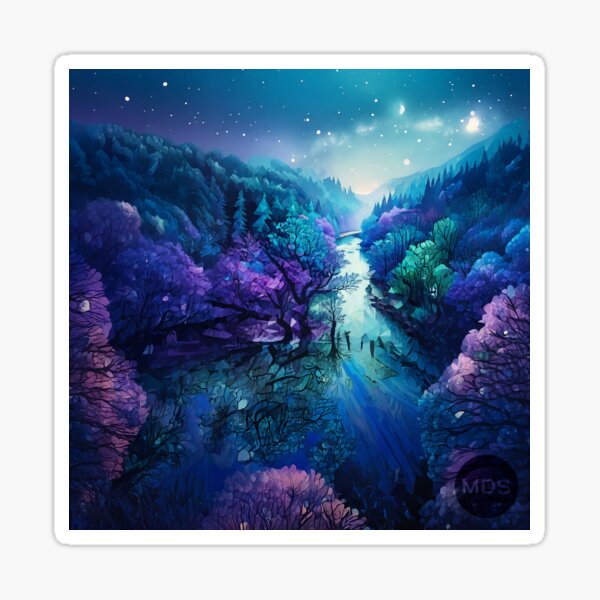 Item preview, Night Reflections at the Blue River designed and sold by Midnight Daze Studio.