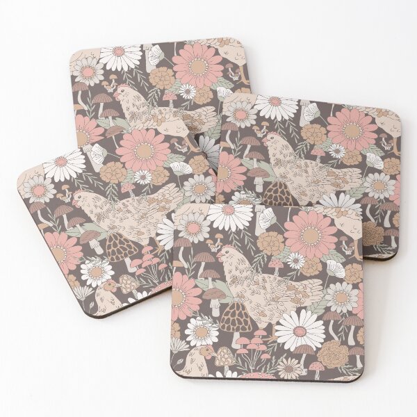 Item preview, Chickens in the Garden - Vintage Bloom designed and sold by latheandquill.