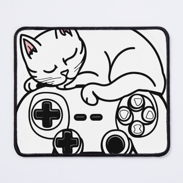 Item preview, Cozy Cat on Game Controller – Minimalist Black and White Line Art designed and sold by echowood26.