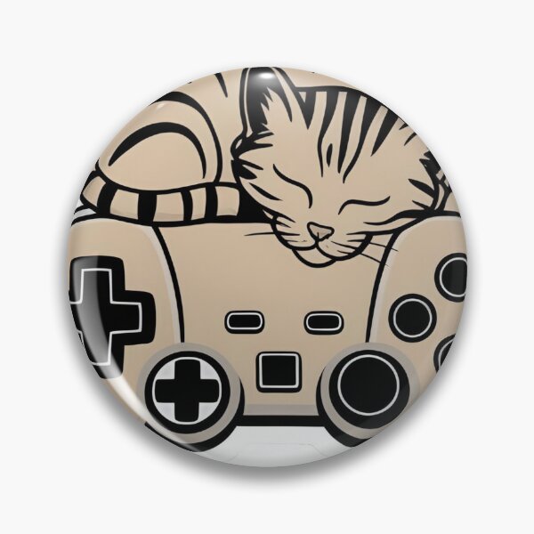 Artikelvorschau, Braune Katze auf Gamecontroller – Gemütliche schwarz-braune Strichzeichnung entworfen und verkauft von echowood26.