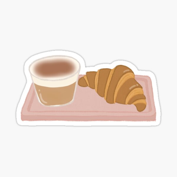 Item preview, Bear, Brew & Bliss – Croissant & Cappuccino Sticker designed and sold by BearWithMe.Studio.