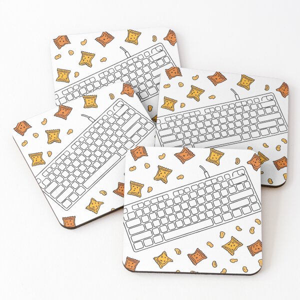 Item preview, Keyboard with Snacks – Cozy Line Art Illustration for Gamers and Foodies designed and sold by echowood26.