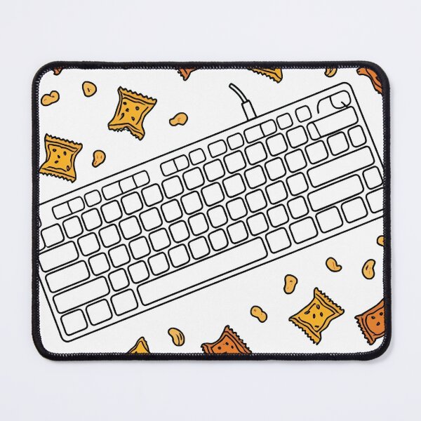 Item preview, Keyboard with Snacks – Cozy Line Art Illustration for Gamers and Foodies designed and sold by echowood26.