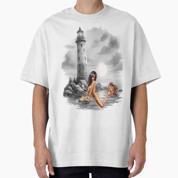 Vista previa del artículo con la obra «Sirena cerca del faro», diseñado y vendido por KingofHearts25.