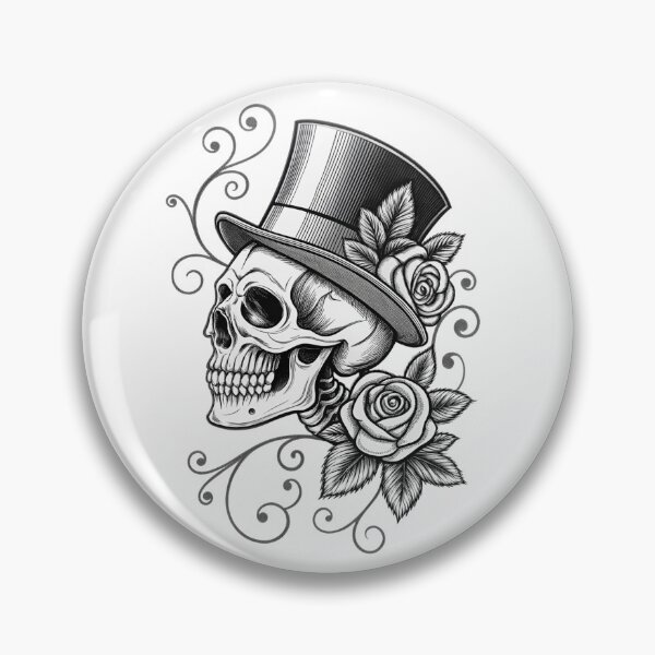 Item preview, Fedora Skull Rose Shadow Emblem designed and sold by Alahchin Art.