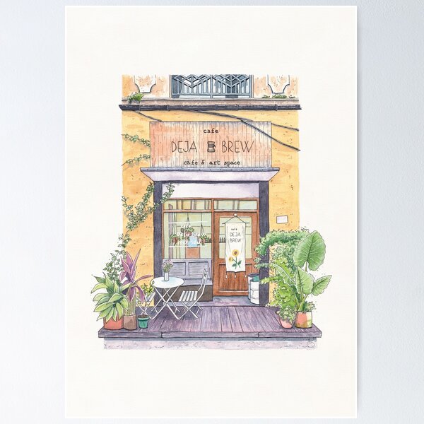 Elodie Plume - Cafe DeJa Brew, Yangon, Myanmar Poster