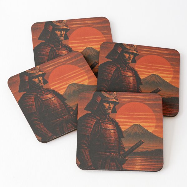Item preview, A samurai stands against a red sunrise and Mount Fuji designed and sold by Drawings Project.
