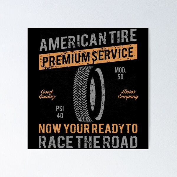 Item preview, Vintage American Tire Premium Service Retro Racing Design designed and sold by StickerAndLove.