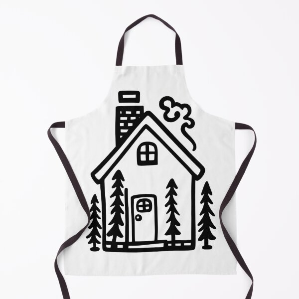 Item preview, Hand-Drawn Cabin in Pine Forest – Black and White Line Art Illustration designed and sold by echowood26.