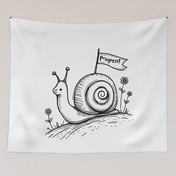 Item preview, Snail with a Flag Saying "Progress" designed and sold by VibeTCreations.