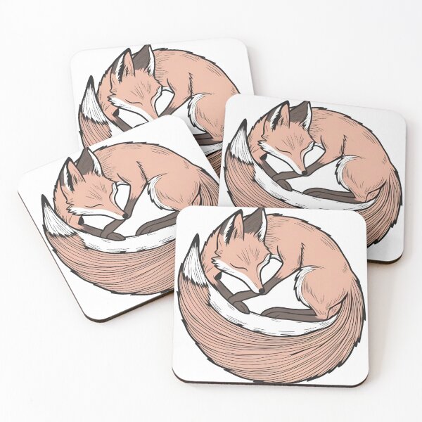 Item preview, Curled-Up Fox – Pastel Line Art Illustration of Sleeping Fox designed and sold by echowood26.