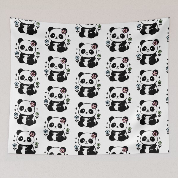 Item preview, Cute Panda with Flowers – Minimal Kawaii Illustration designed and sold by GinColorist.