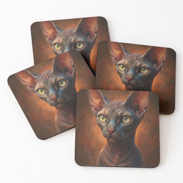 Item preview, Majestic Sphynx Cat Portrait Striking Golden Eyes Unique Texture Art designed and sold by Rostislav Bouda.