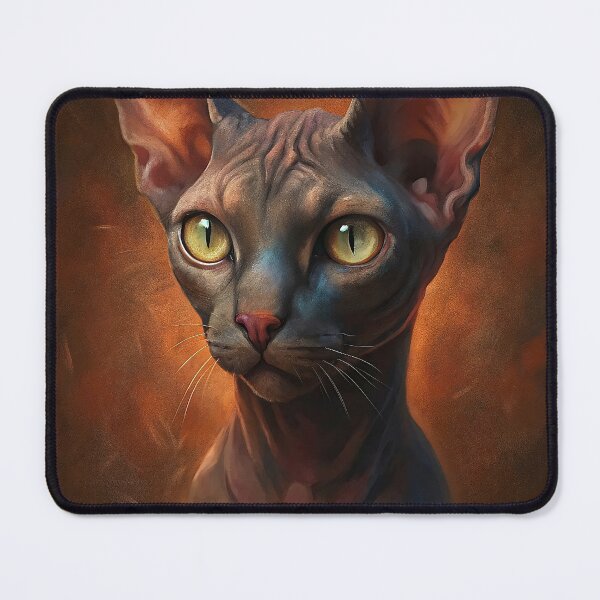 Item preview, Majestic Sphynx Cat Portrait Striking Golden Eyes Unique Texture Art designed and sold by Rostislav Bouda.