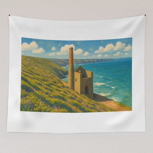 Item preview, Wheal Coates Tin Mine | Cornish Coast Landscape Illustration designed and sold by celtveor.