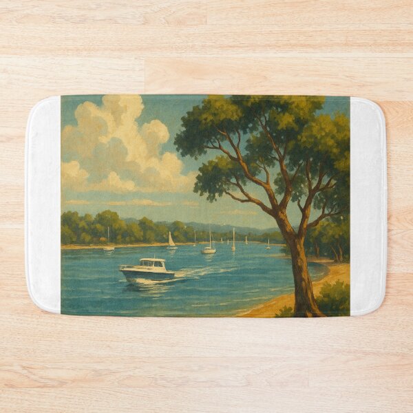 Item preview, Noosaville River Boats and Tree Queensland Australia designed and sold by Aryabek.