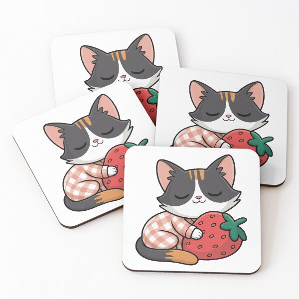 Item preview, strawberry and cat designed and sold by jkrphoto.