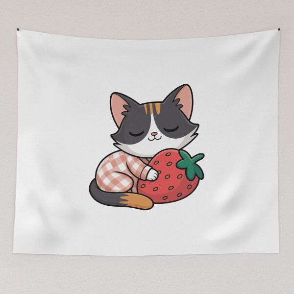 Item preview, strawberry and cat designed and sold by jkrphoto.