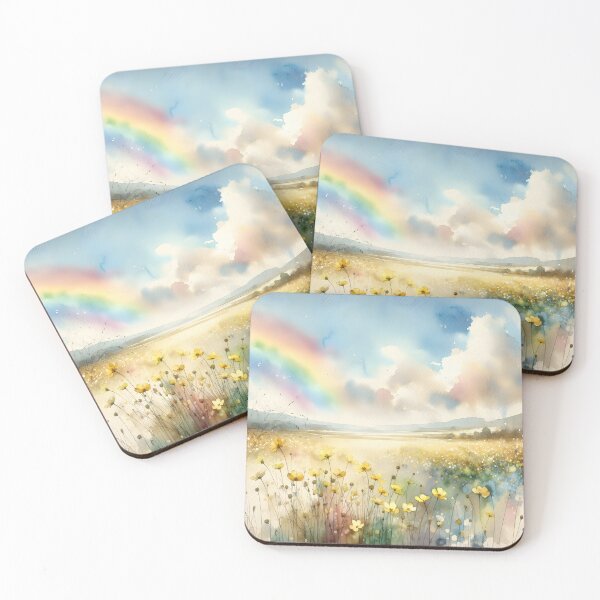 Item preview, Watercolor Wildflower Field With a Rainbow designed and sold by Maria Dryfhout.