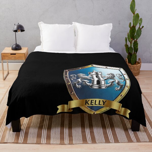 Item preview, Kelly Family Shield Twin Lions and Tower with Proud Name Banner designed and sold by Highlandkings.