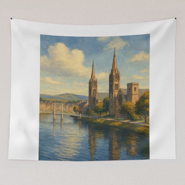 Item preview, Inverness Riverfront Cathedral Scene Scotland  designed and sold by Aryabek.