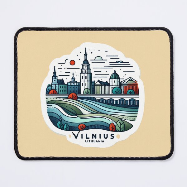 Item preview, Vilnius Lithuania Minimalist Watercolor Cityscape Sticker with Lithuanian Flag, designed and sold by PaintMeWorld.