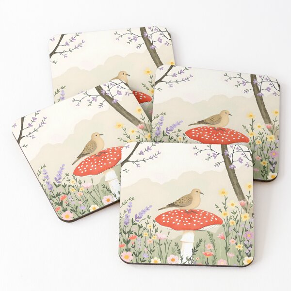 Item preview, Mourning Dove on mushroom in woodland designed and sold by FurryFantasy.