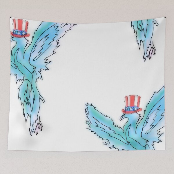 Item preview, Blue Fiery Phoenix in Uncle Sam Hat – Patriotic American Fantasy Bird designed and sold by Ashley’sAnimalz.