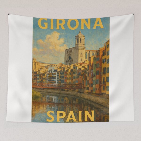 Item preview, Girona Cathedral and Onyar Riverfront designed and sold by Places On Earth.