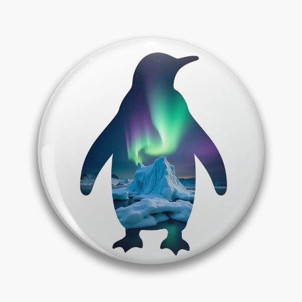 Item preview, Aurora Penguin – Double Exposure Arctic Landscape with Northern Lights designed and sold by Dino-Lune.