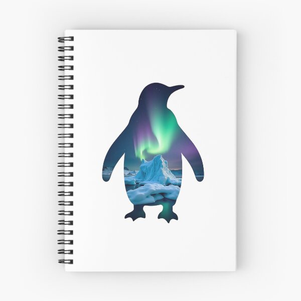Item preview, Aurora Penguin – Double Exposure Arctic Landscape with Northern Lights designed and sold by Dino-Lune.
