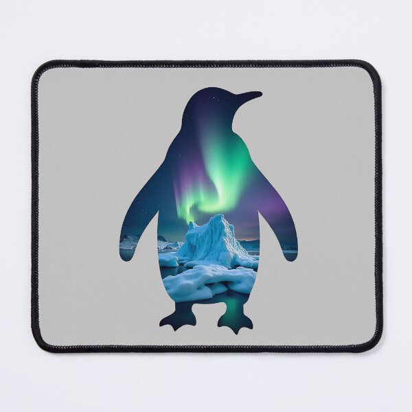 Item preview, Aurora Penguin – Double Exposure Arctic Landscape with Northern Lights designed and sold by Dino-Lune.