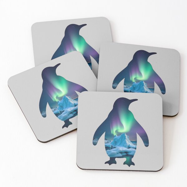 Item preview, Aurora Penguin – Double Exposure Arctic Landscape with Northern Lights designed and sold by Dino-Lune.