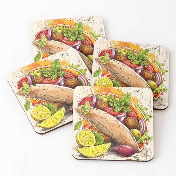 Item preview, Vibrant Crispy Falafel Pita Overflowing with Fresh Ingredients and Lively Accents designed and sold by OlfactoART Studio.