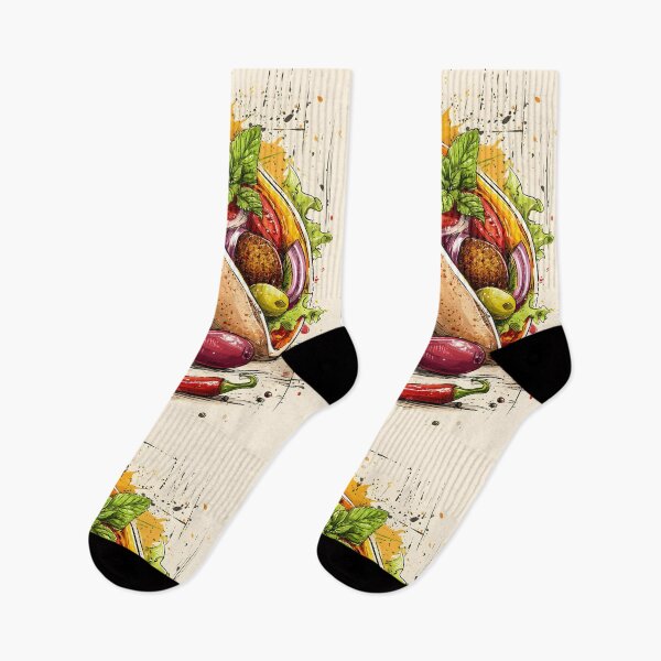 Item preview, Vibrant Crispy Falafel Pita Overflowing with Fresh Ingredients and Lively Accents designed and sold by OlfactoART Studio.