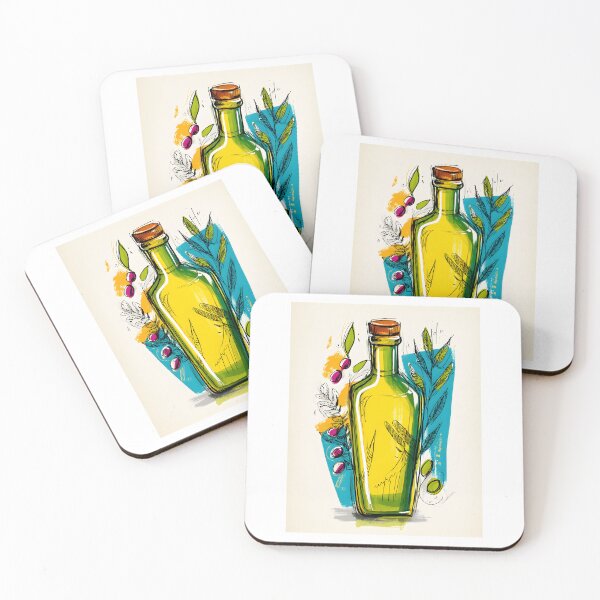 Item preview, Vibrant Green Olive Oil Bottle with Olives and Leaves - Bold Mediterranean Kitchen Art for Foodies designed and sold by OlfactoART Studio.