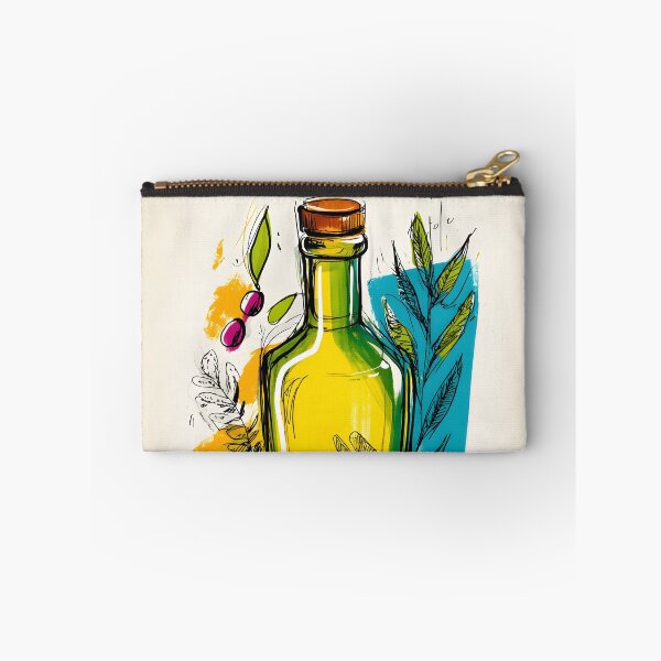 Item preview, Vibrant Green Olive Oil Bottle with Olives and Leaves - Bold Mediterranean Kitchen Art for Foodies designed and sold by OlfactoART Studio.