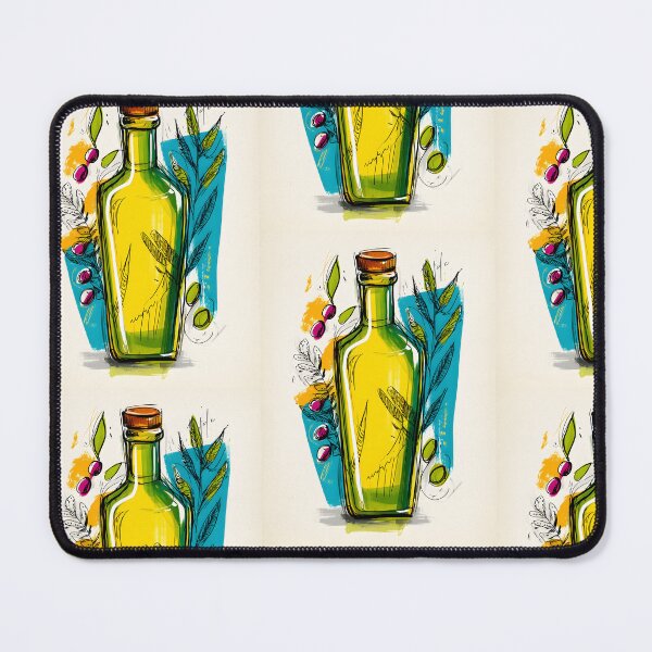 Item preview, Vibrant Green Olive Oil Bottle with Olives and Leaves - Bold Mediterranean Kitchen Art for Foodies designed and sold by OlfactoART Studio.
