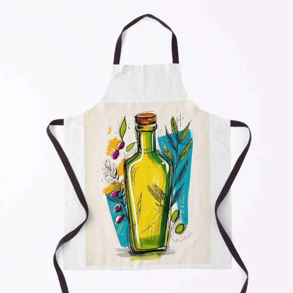 Item preview, Vibrant Green Olive Oil Bottle with Olives and Leaves - Bold Mediterranean Kitchen Art for Foodies designed and sold by OlfactoART Studio.