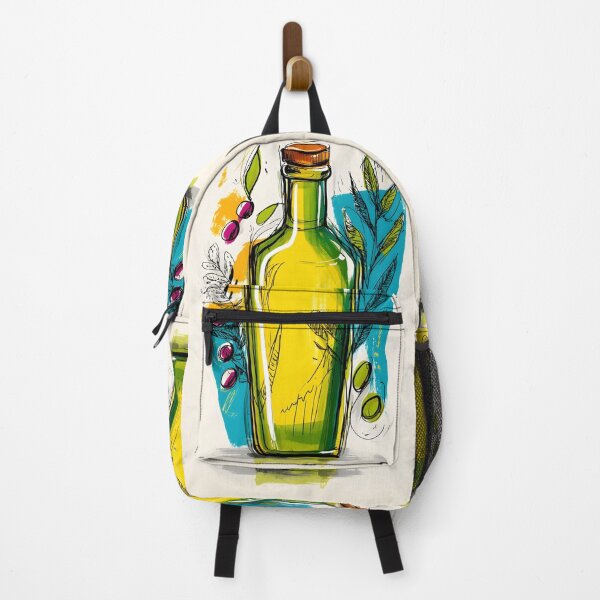 Item preview, Vibrant Green Olive Oil Bottle with Olives and Leaves - Bold Mediterranean Kitchen Art for Foodies designed and sold by OlfactoART Studio.