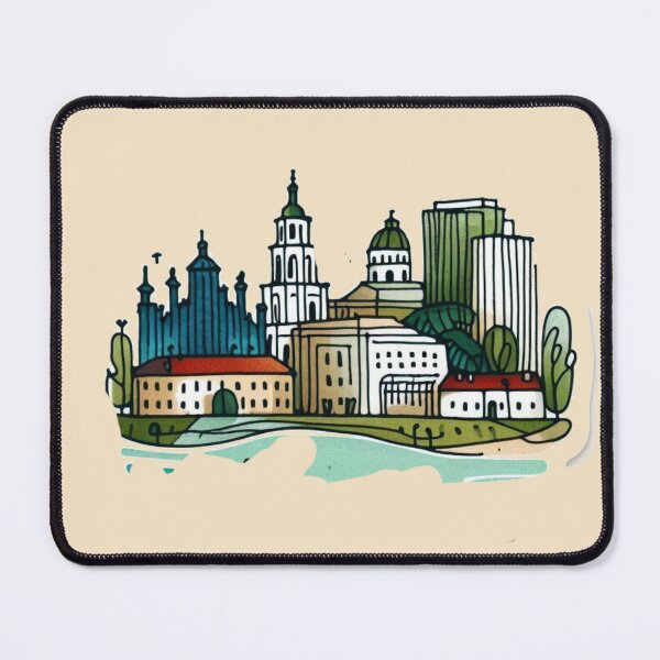 Item preview, Vilnius Lithuania Minimalist Watercolor Cityscape Sticker with Lithuanian Flag, designed and sold by PaintMeWorld.